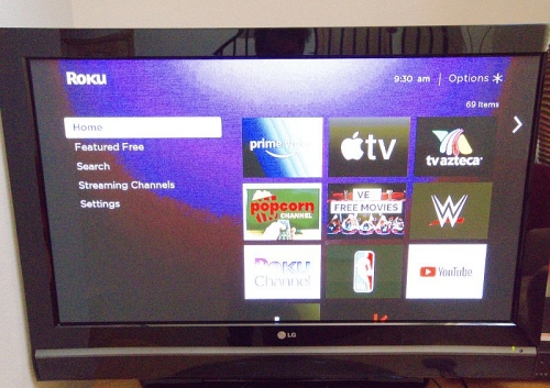 Roku interface shown on TV