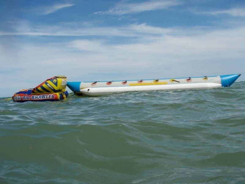 Inflatable banana boat rides on the beach in El Dorado Ranch San Felipe