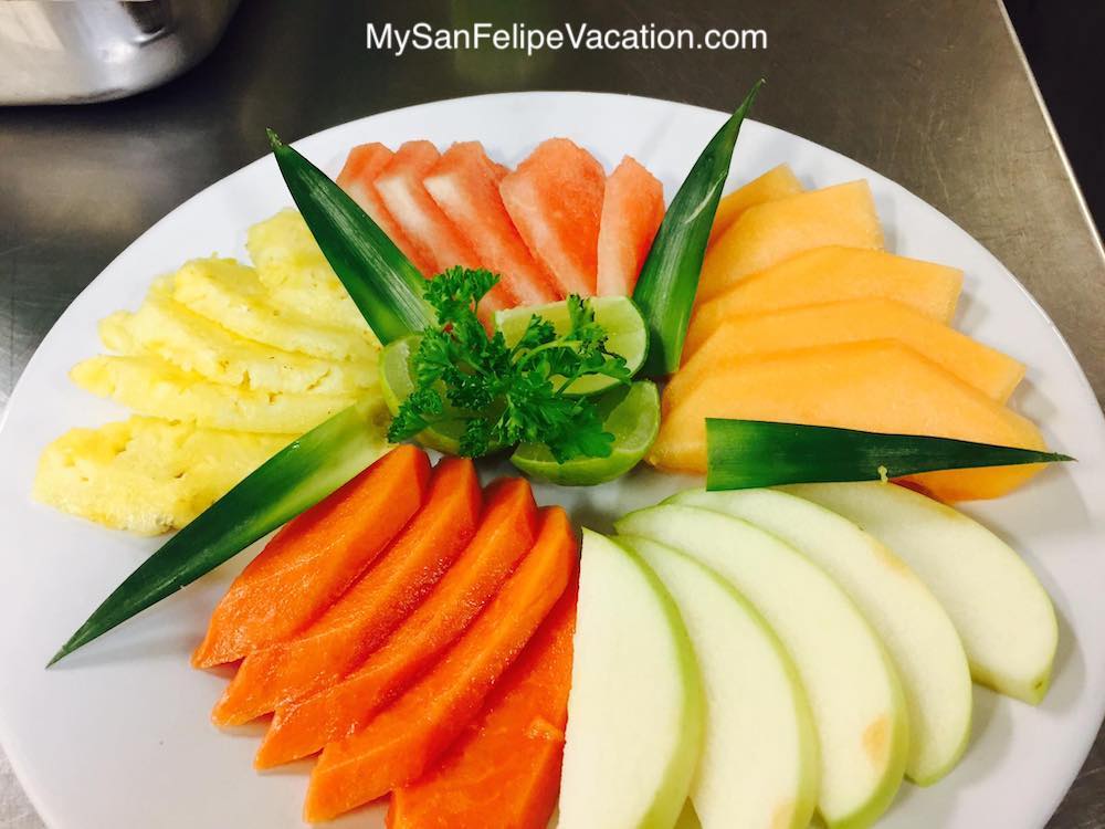 Fruit plate at the Pavilion Restaurant El Dorado Ranch San Felipe