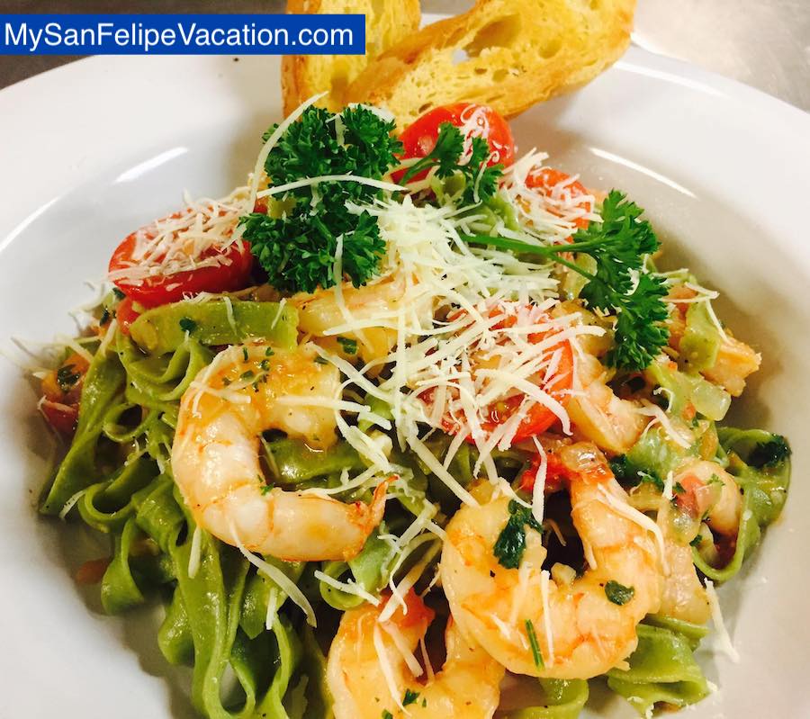 Pasta plate at the Pavilion Restaurant El Dorado Ranch San Felipe