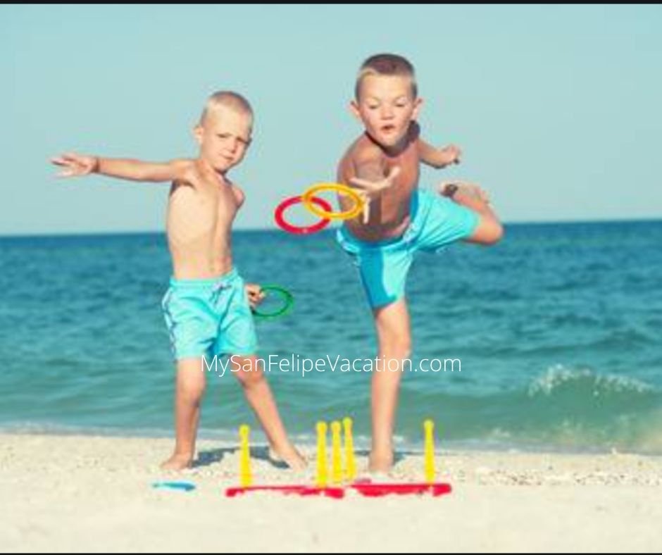 Ring toss game for kids on vacation in San Felipe