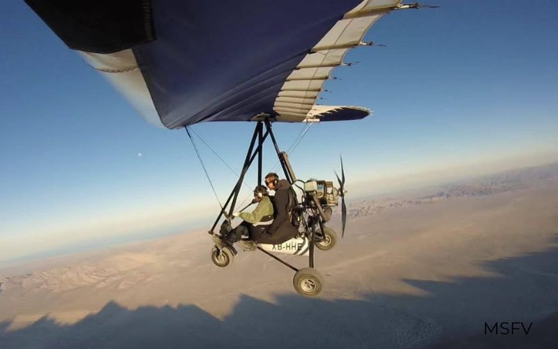 Rafa flying rescue missions with his ultralight plane in San Felipe