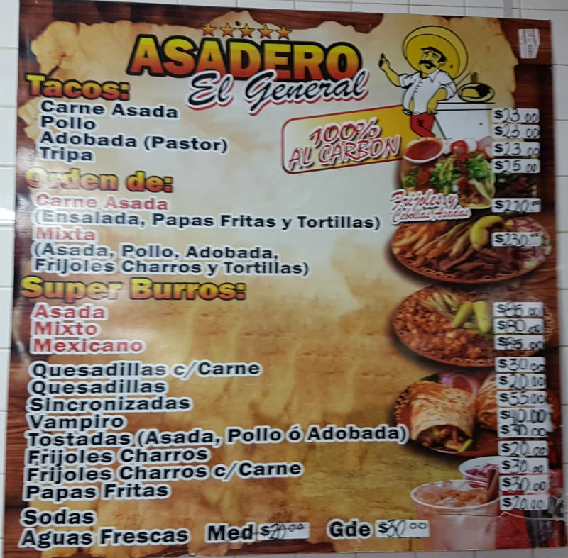 Asadero El General Restaurant San Felipe - Menu