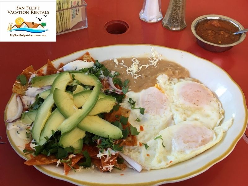 Playa Azul Restaurant San Felipe - Chilaquiles with eggs over easy