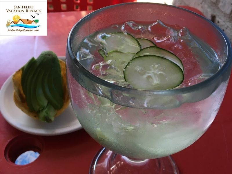 Playa Azul Restaurant San Felipe Cucumber & lime water