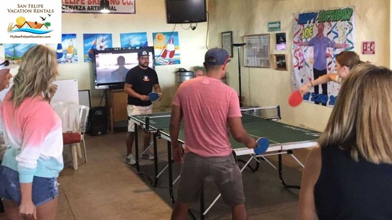 Game of ping pong at San Felipe Brewing