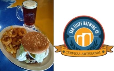 Logotipo y cerveza de la empresa cervecera San Felipe